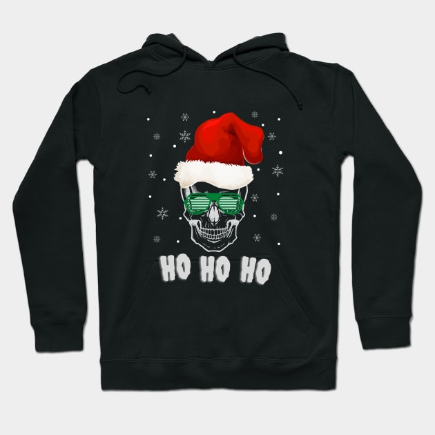 HO HO HO Skull Christmas Hoodie by 30.Dec